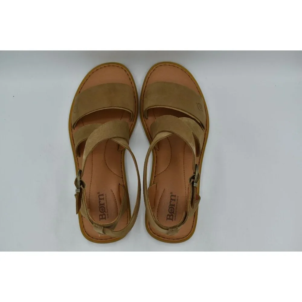 Born Womens‎ Size 9 Neil Gladiator Taupe Suede Sandals Shoes